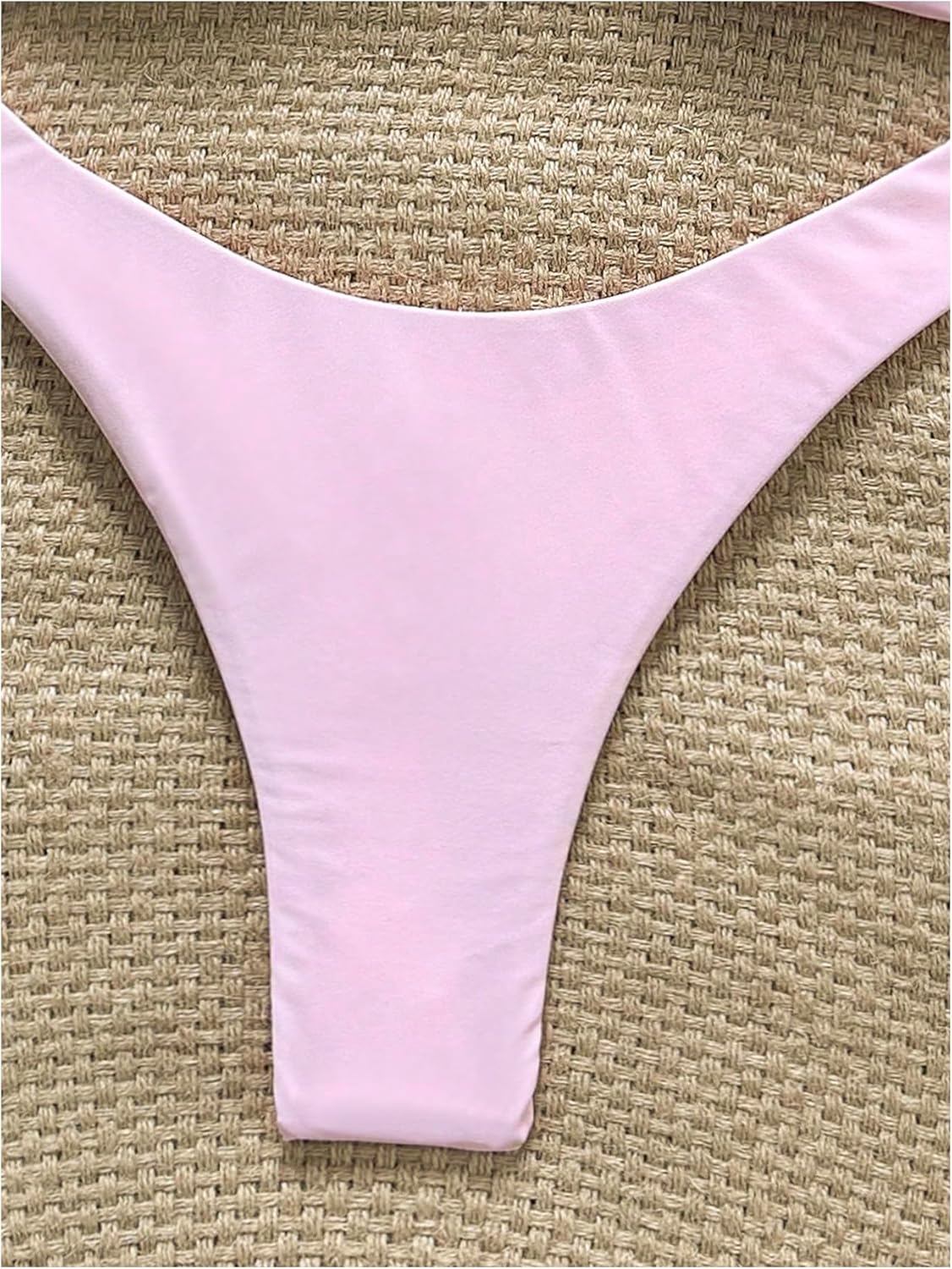 SweatyRocks Women's Metal Decor Bandeau Bikini Sets Ruched High Cut Thong Swimsuit Bathing Suits - Image 2