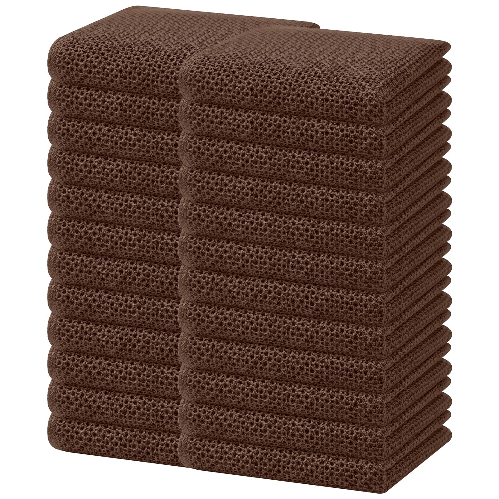 Homaxy 100% Cotton Waffle Weave Kitchen Dish Towels 24-Pack, Coffee