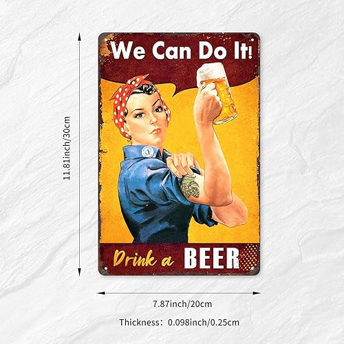 Miniatura 2 de Divertido letrero de bar o cueva de hombre, con texto en inglés We Can Do It Drink A Beer, letreros de cerveza de metal vintage para el hogar, bar,