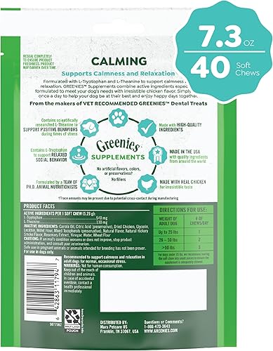 Miniatura 2 de Greenies Suplementos masticables calmantes para perros sabor a pollo, 40 unidades de suplementos suaves masticables para perros, contenedor de 7.3