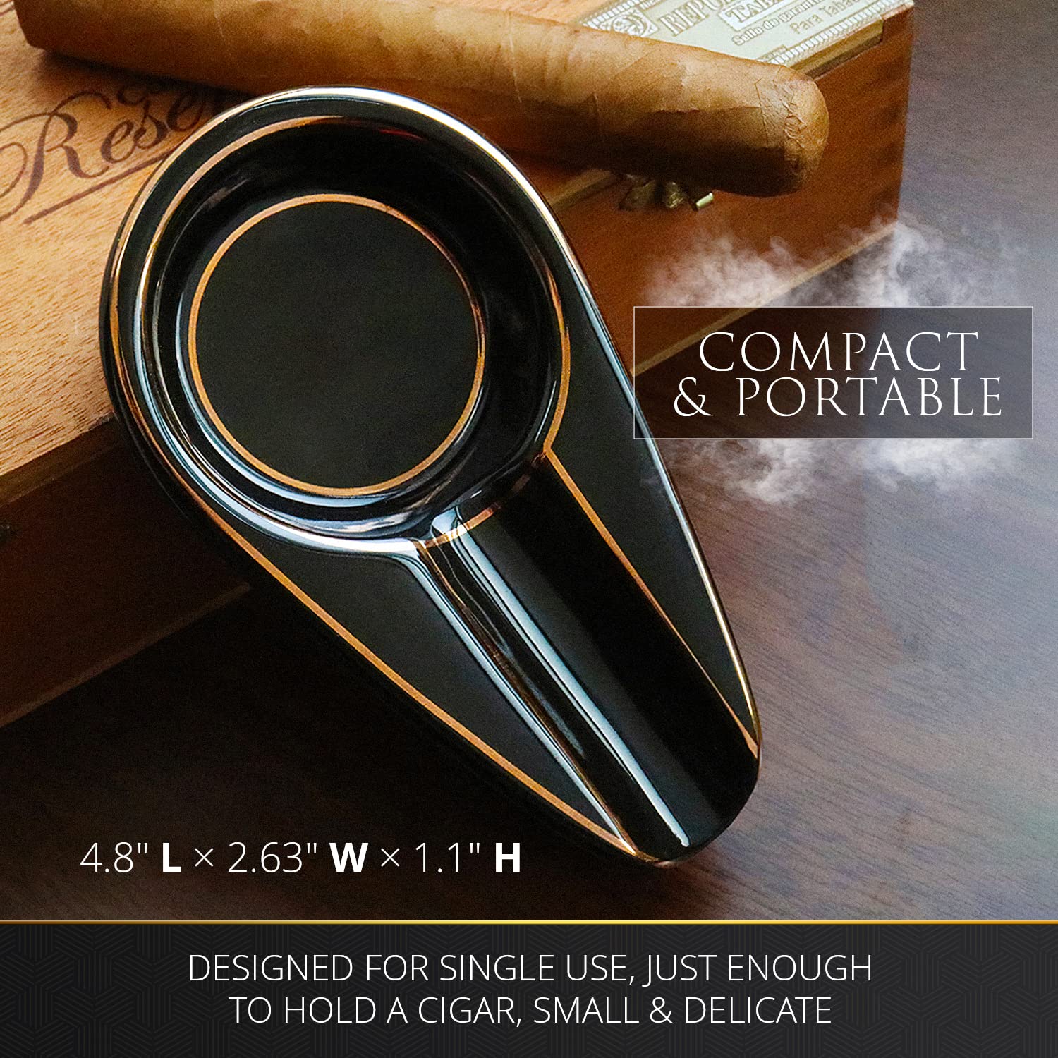 Amazon.com: Cigar Ashtray, Luxury Gilt Ceramic Portable Travel Ash 