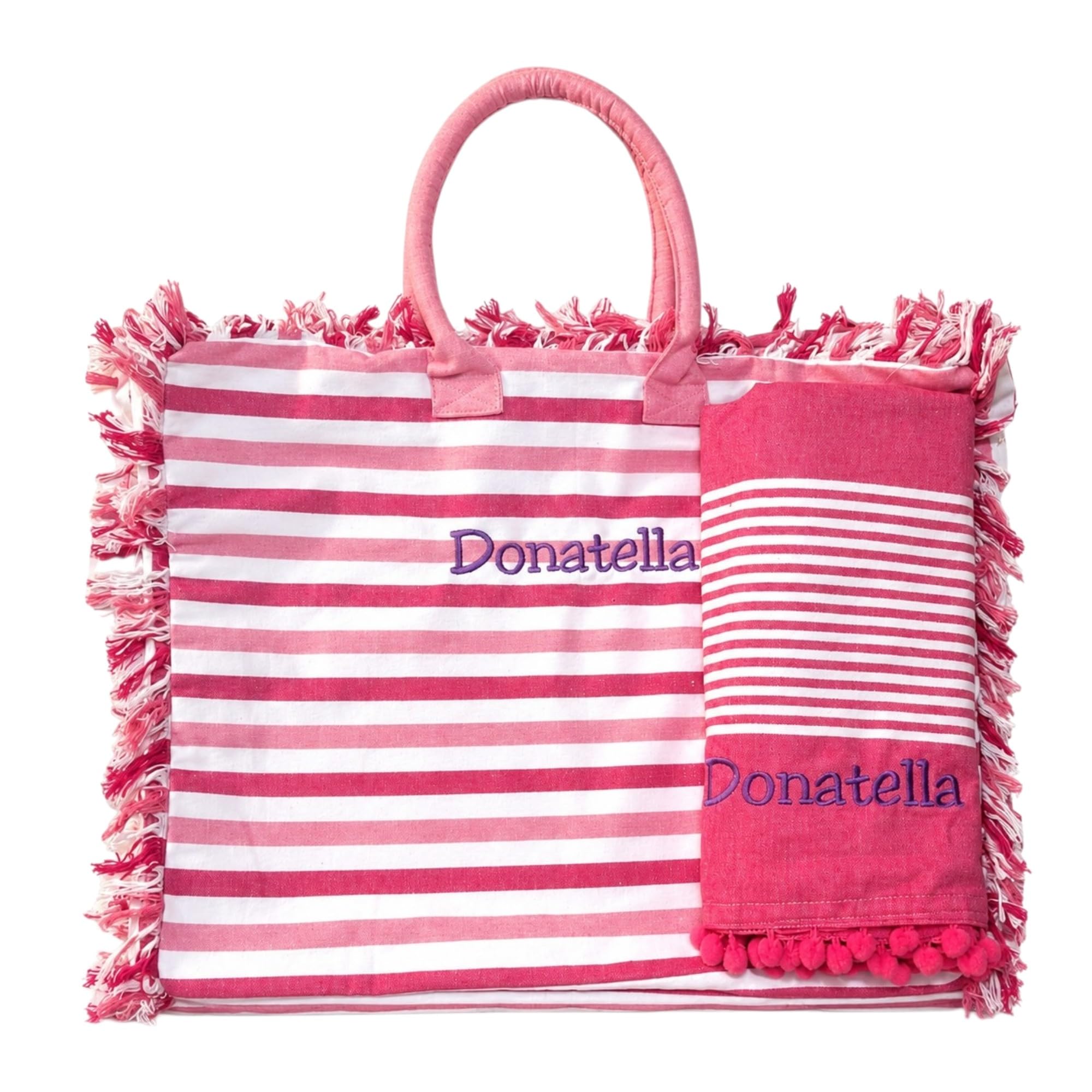 Set Personalizzato con ricamo. Borsa mare con zip e telo mare grande.
