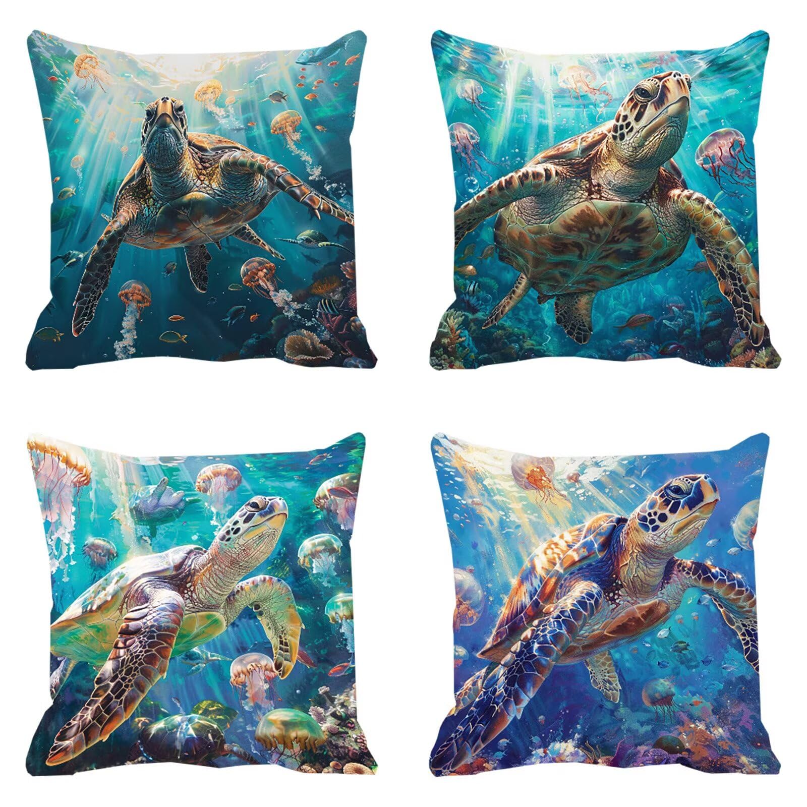 Housse de coussin 60x60cm impermeable bleu avec fermeture invisible anti humidite pour terrasse