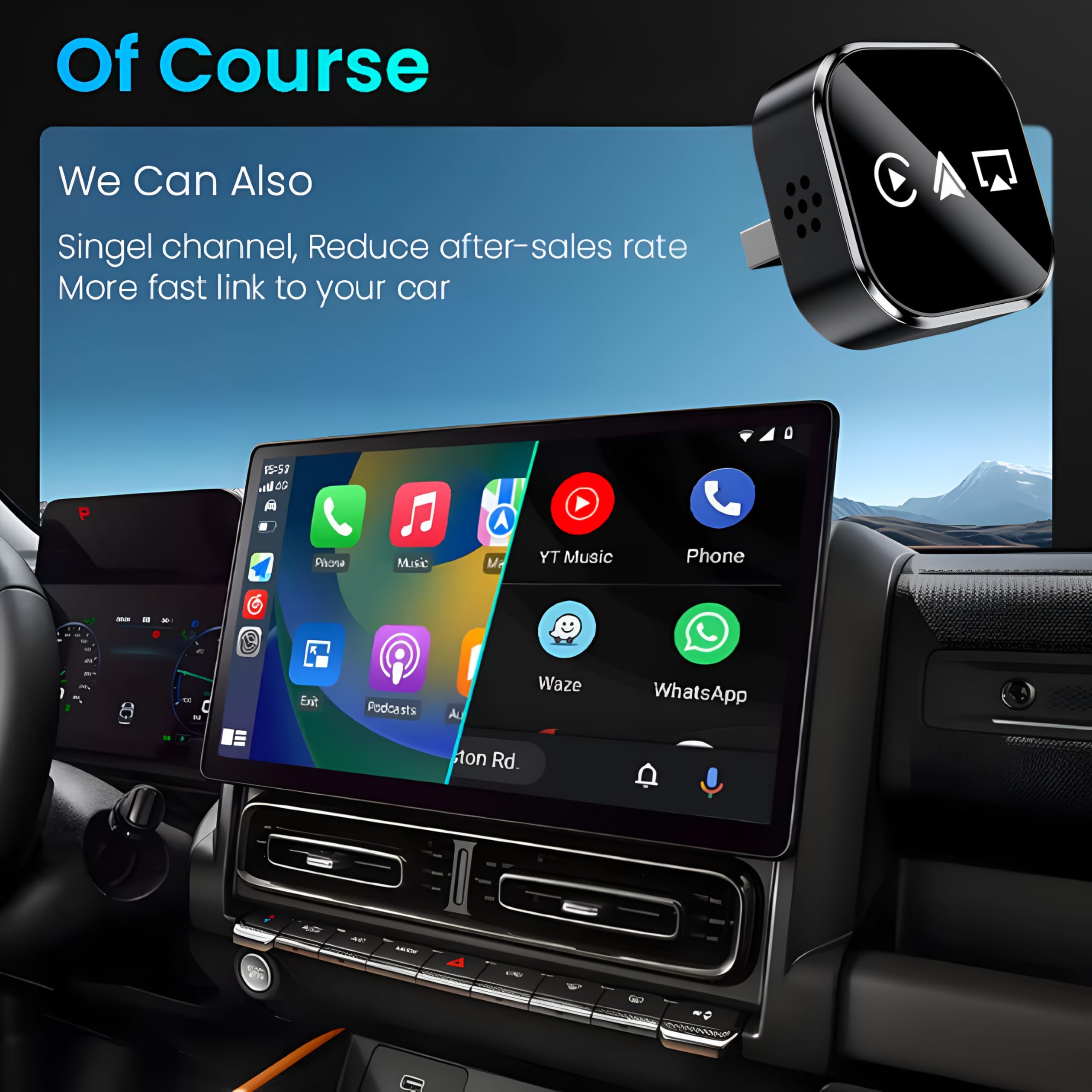 REOKILY Adattatore CarPlay wireless 3 in 1 | cablato a Dongle automatico wireless CarPlay e Android | Smart Mirror Link USB Plug & Play