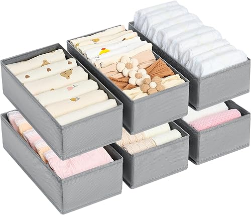 Miniatura 23 de DIMJ Organizador de cajones, organizador de ropa pequeño, juego de 3, separadores de cajones para ropa de bebé, ropa interior, calcetines, brasier,