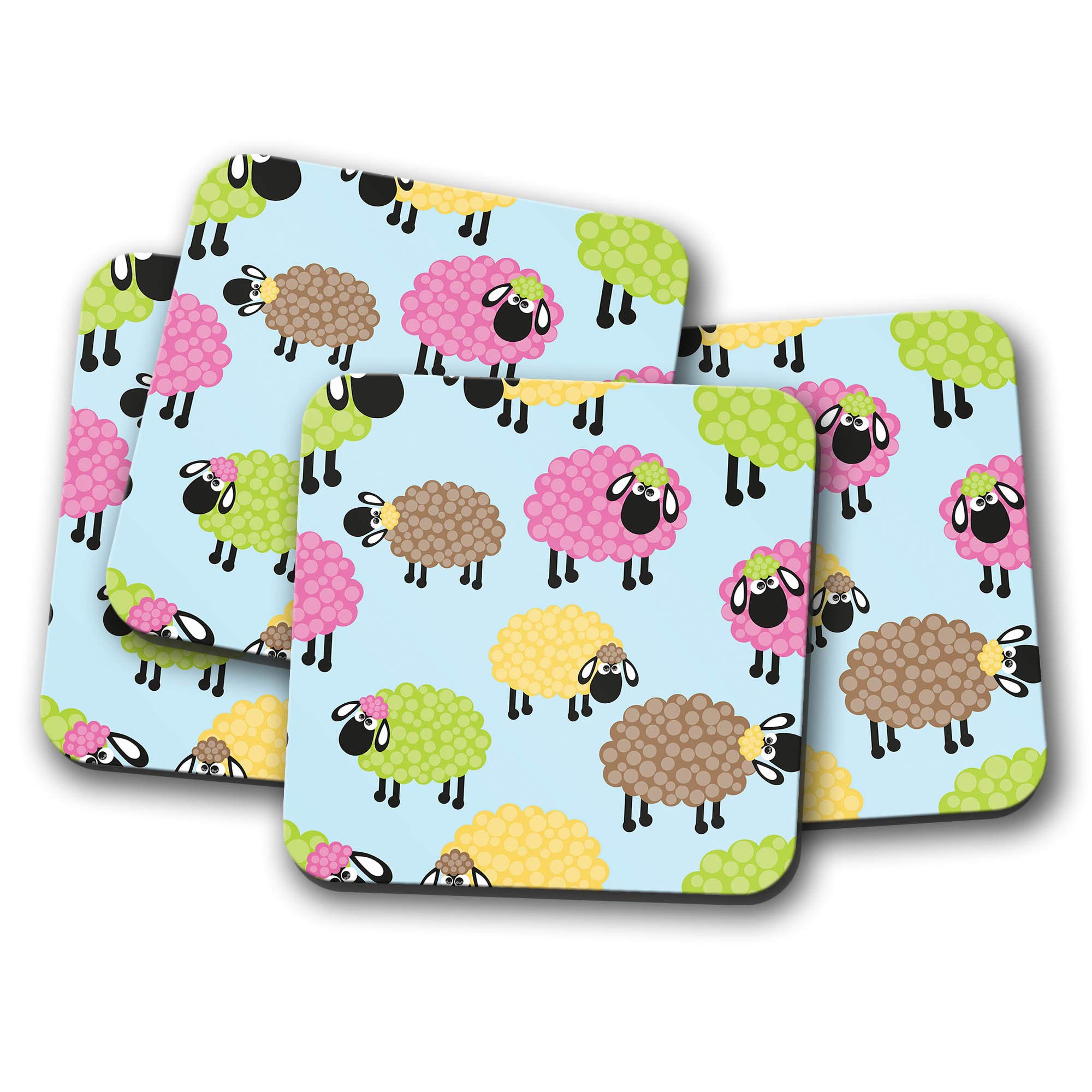 4 Set - Funky Sheep Drinks Coaster - Farm Animal Mum Auntie Fun #8469