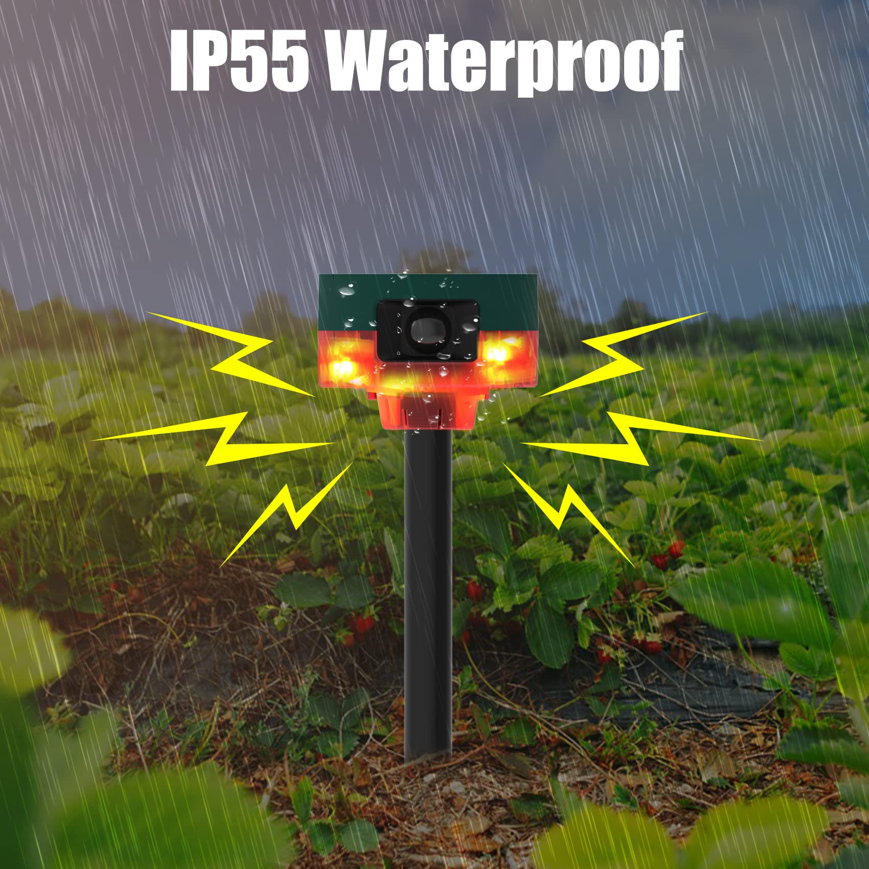 Bewegungssensor Alarm Solar 129dB 360° PIR Sensor Solar Alarmleuchte Bewegungsmelder Aussen mit Fernbedienung Wasserdicht alarmanlage für Haus tür Lager Privatplatz (Rot)