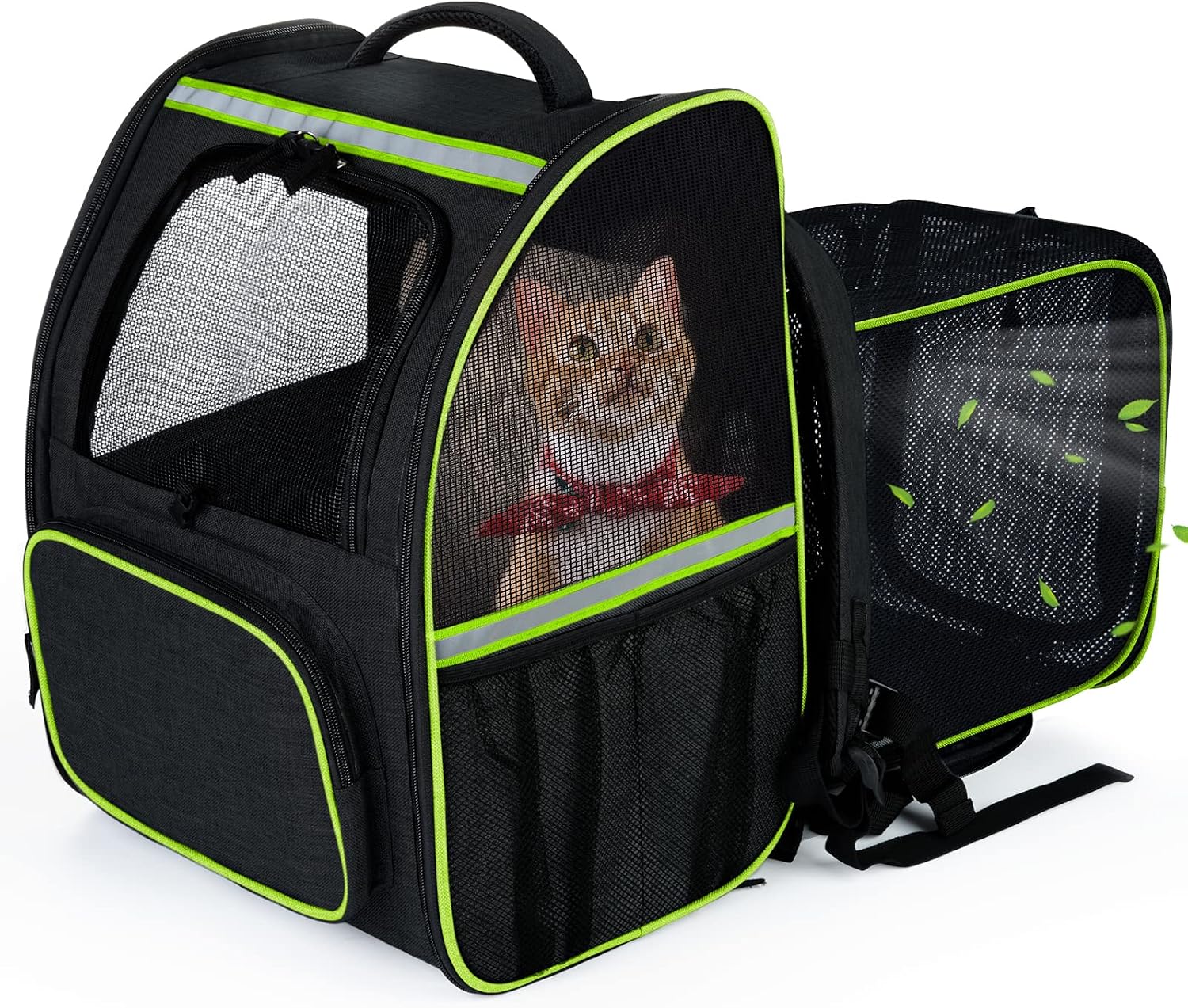 JOYO Cat Carrier Backpack, Pet Carrier Backpack Expandable with Safety Clip Inside Hiking Travel Camping for Cats and Puppies (Black)