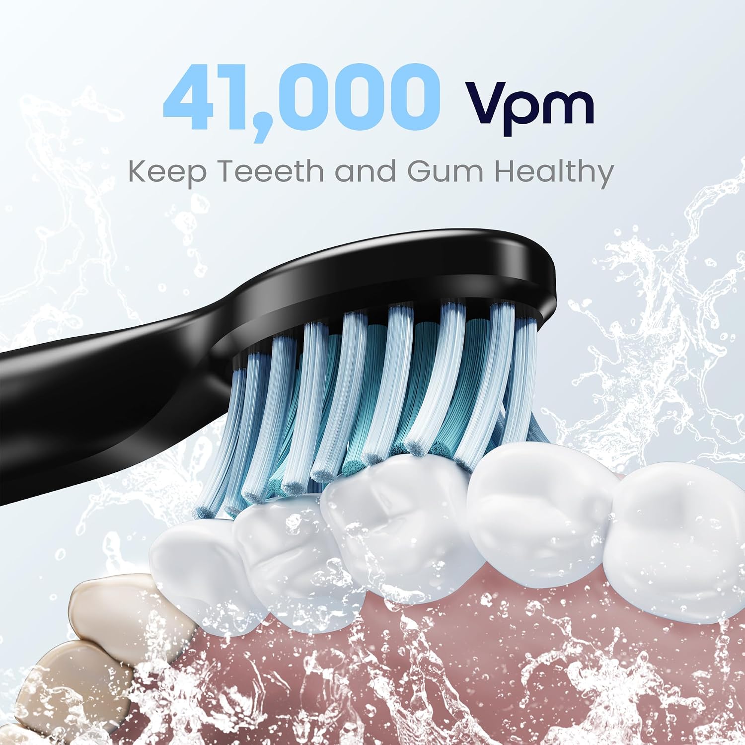 7AM2M Sonic Electric Toothbrush for Adults High Power Rechargeable Toothbrushes with 6 Brush Heads,5 Adjustable Modes, Built-in 2-Minute Smart Timer,3 Hours Fast Charge for 45Days Black
