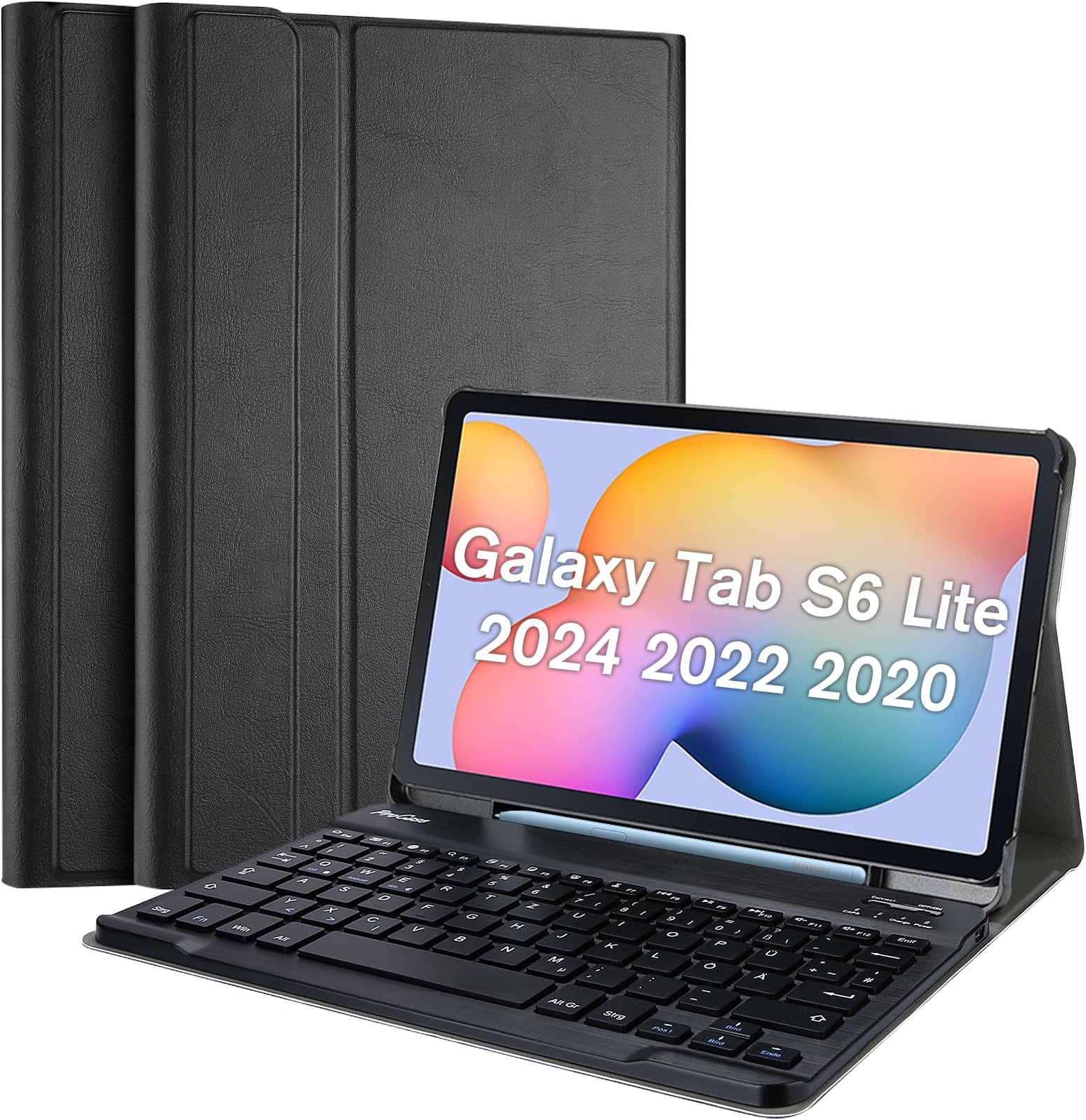 ProCase Hoesje voor Galaxy Tab S6 Lite 10.4 2024 2022 2020 (SM-P620/P625/ P613/P619/P615/P610), drievoudige standaard folio zachte TPU doorschijnende achterkant met S-penhouder ondersteuning