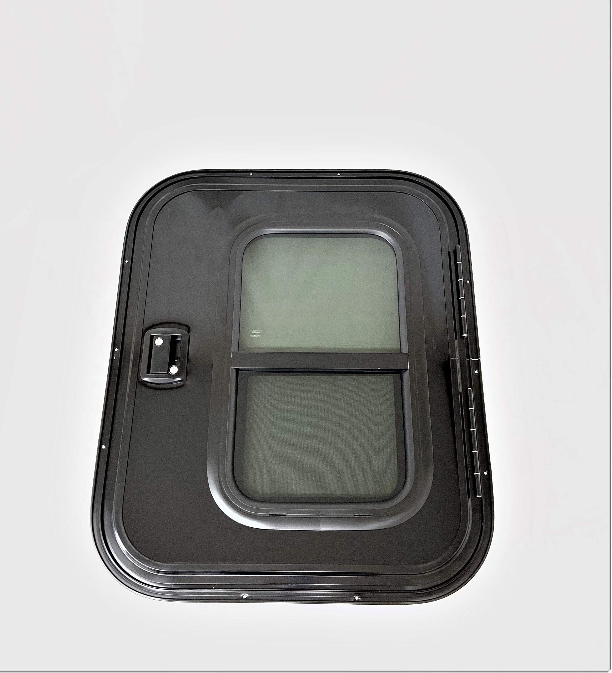 Vintage Technologies RV Teardrop FC01 26 x 32 x 1-1/2" Black Exterior/Black Interior Passenger's Side Face Mount Foam Core Door - 4 Corner Radius