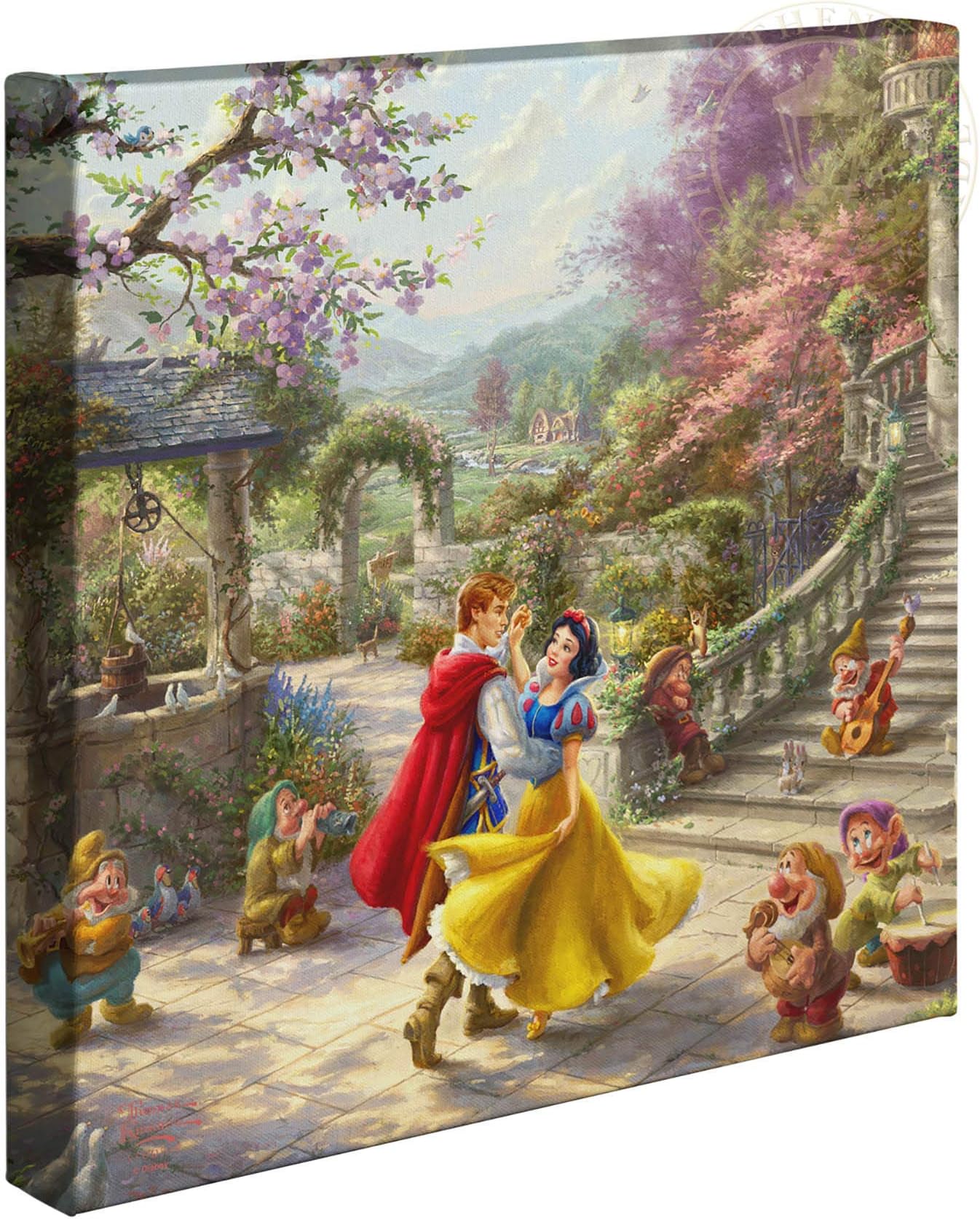 Thomas KinkadeSnow White Dancing in The Sunlight 14" x 14" Gallery Wrapped Canvas Art | Frameless Room Wall Art | Certificate of Authenticity Included