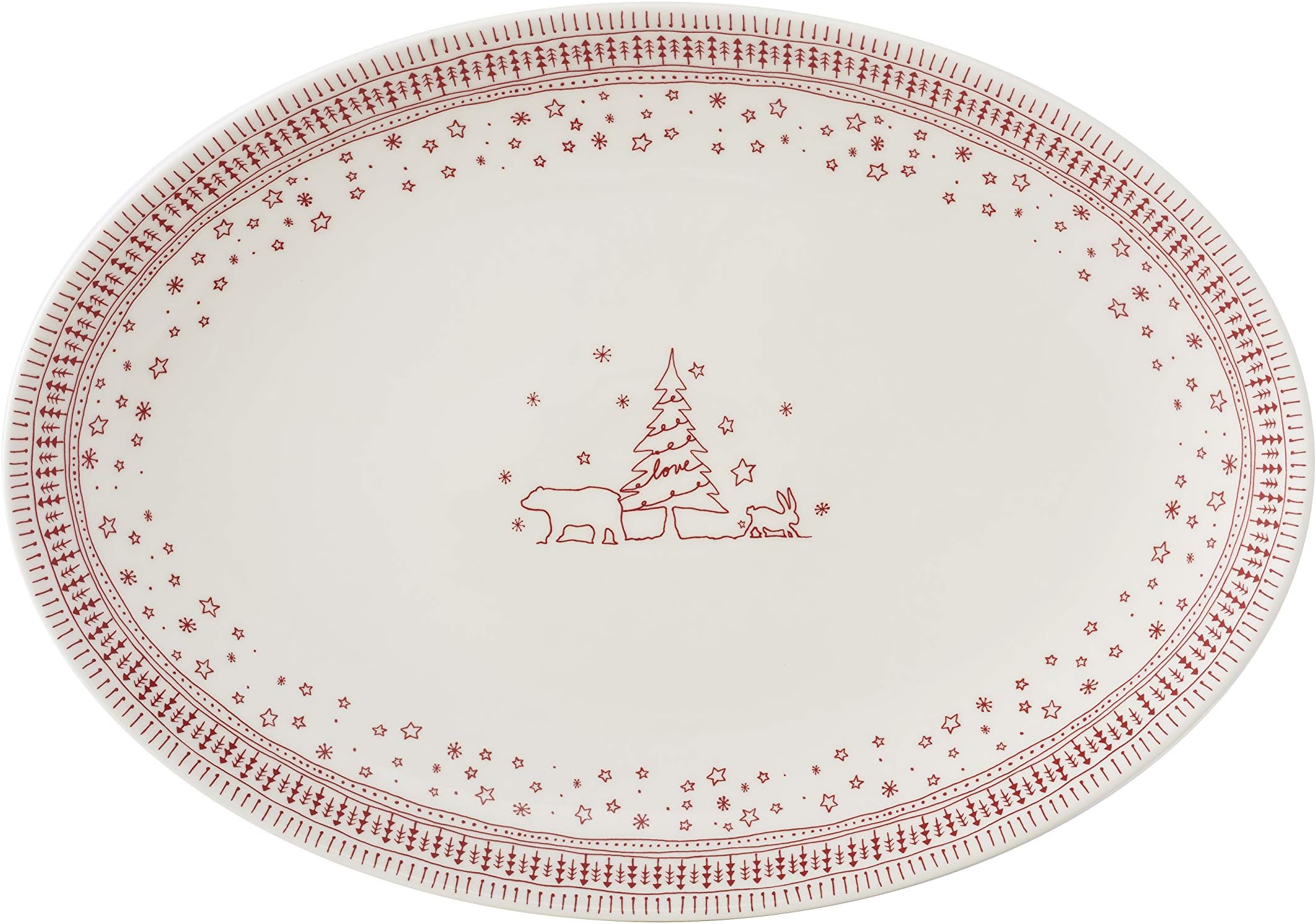 Royal Doulton Ellen DeGeneres Holiday 40034333 43cm Oval Platter, Red, Porcelain