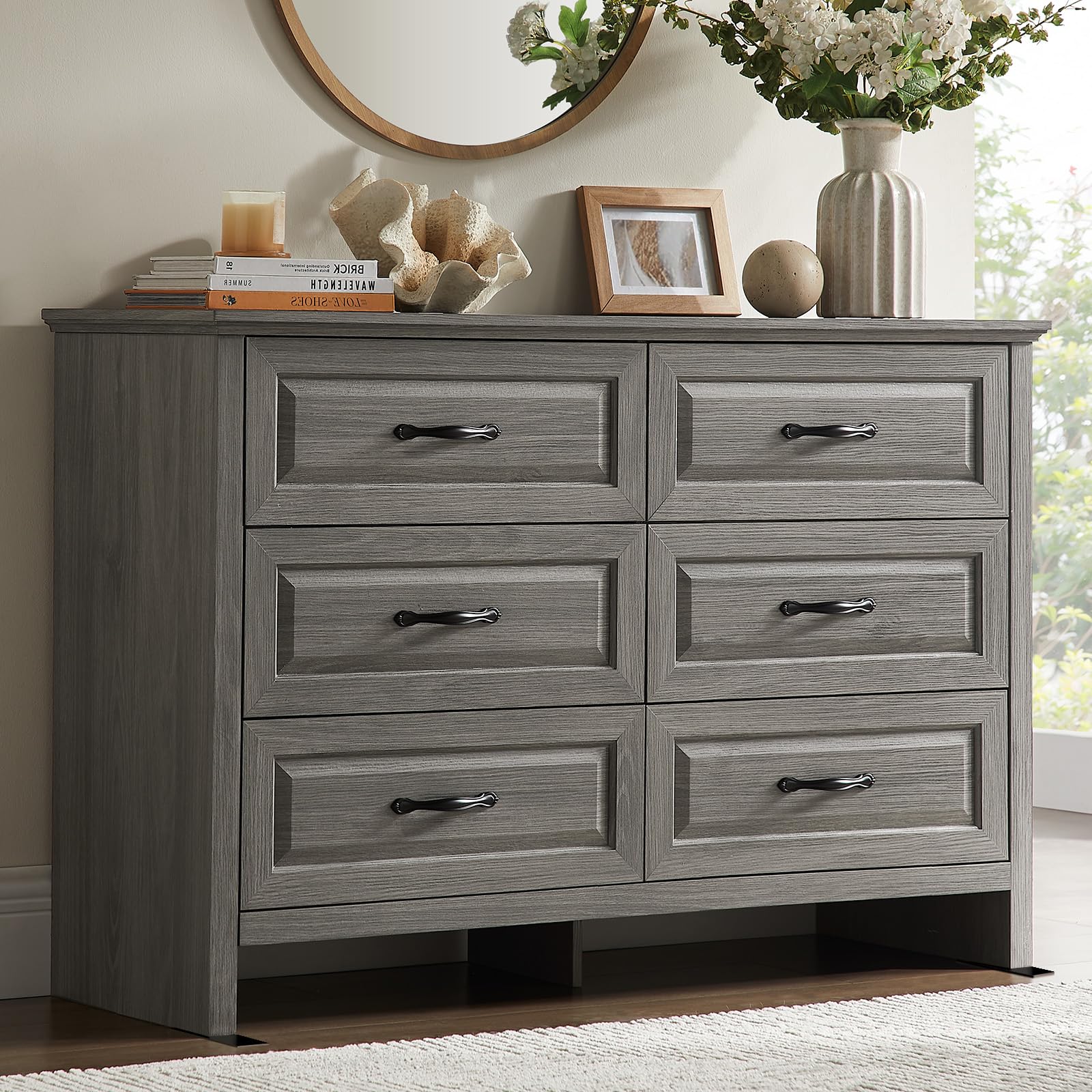 Amazon.com: Amada Farmhouse 6 Drawer Dresser for Bedroom, 47.2 Inch Wide Wood Dresser with Natural Texture, Large Drawers, Rustic Farmhouse Chest of Drawers for Bedroom, Living Room, Hallway, Gray : Home & Kitchen Amazon.com: Amada Farmhouse 6 Drawer Dresser for Bedroom, 47.2 Inch Wide Wood Dresser with Natural Texture, Large Drawers, Rustic Farmhouse Chest of Drawers for Bedroom, Living Room, Hallway, Gray : Home & Kitchen