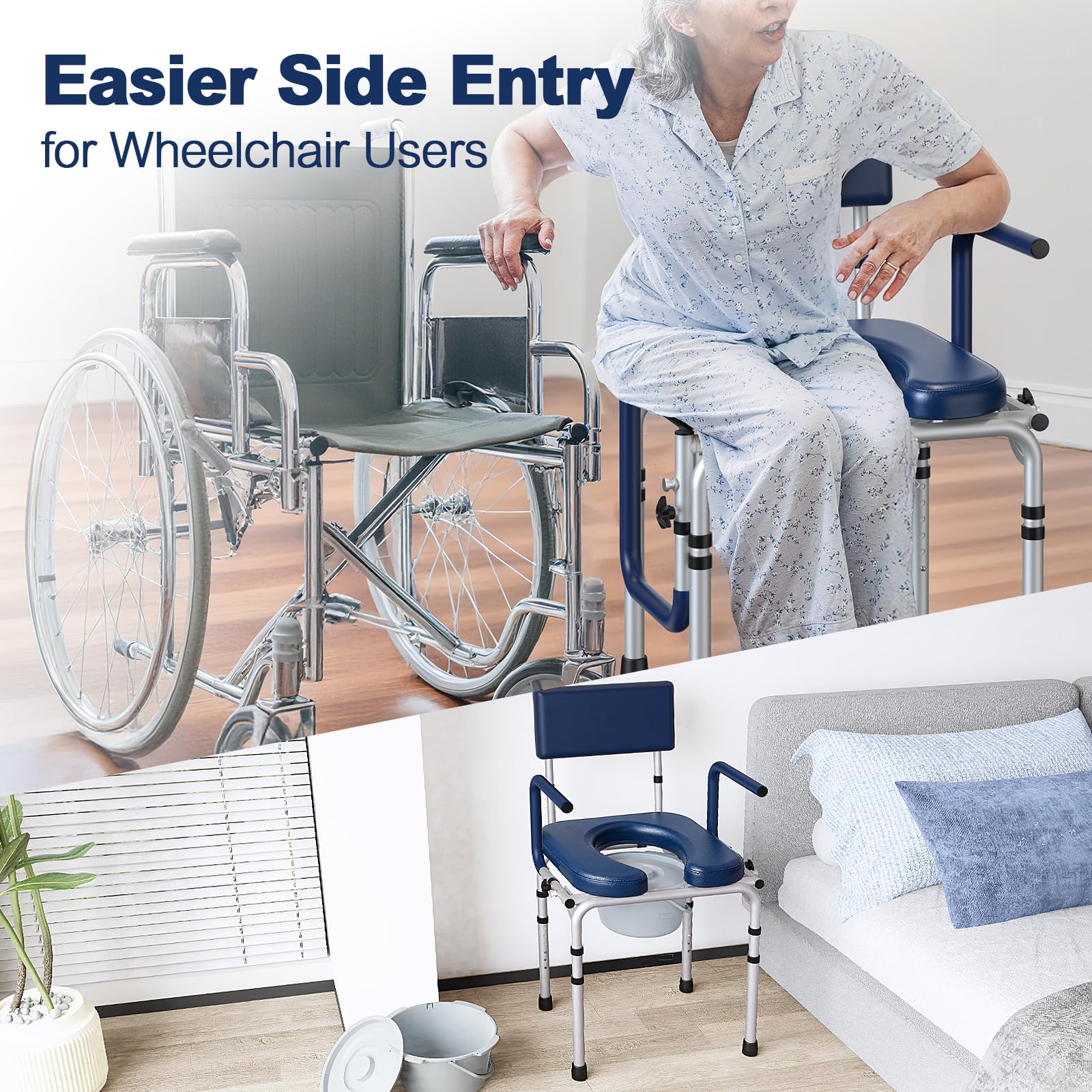 Portable Bedside Commode for Seniors - FREE SHIPPING -7