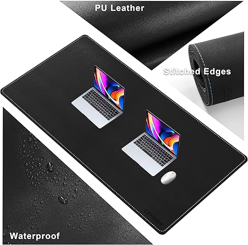 Miniatura 3 de CENNBIE Alfombrilla de escritorio de cuero, grande, 55.1 x 27.5 pulgadas, protector de escritorio, alfombrilla antideslizante extendida, alfombrilla