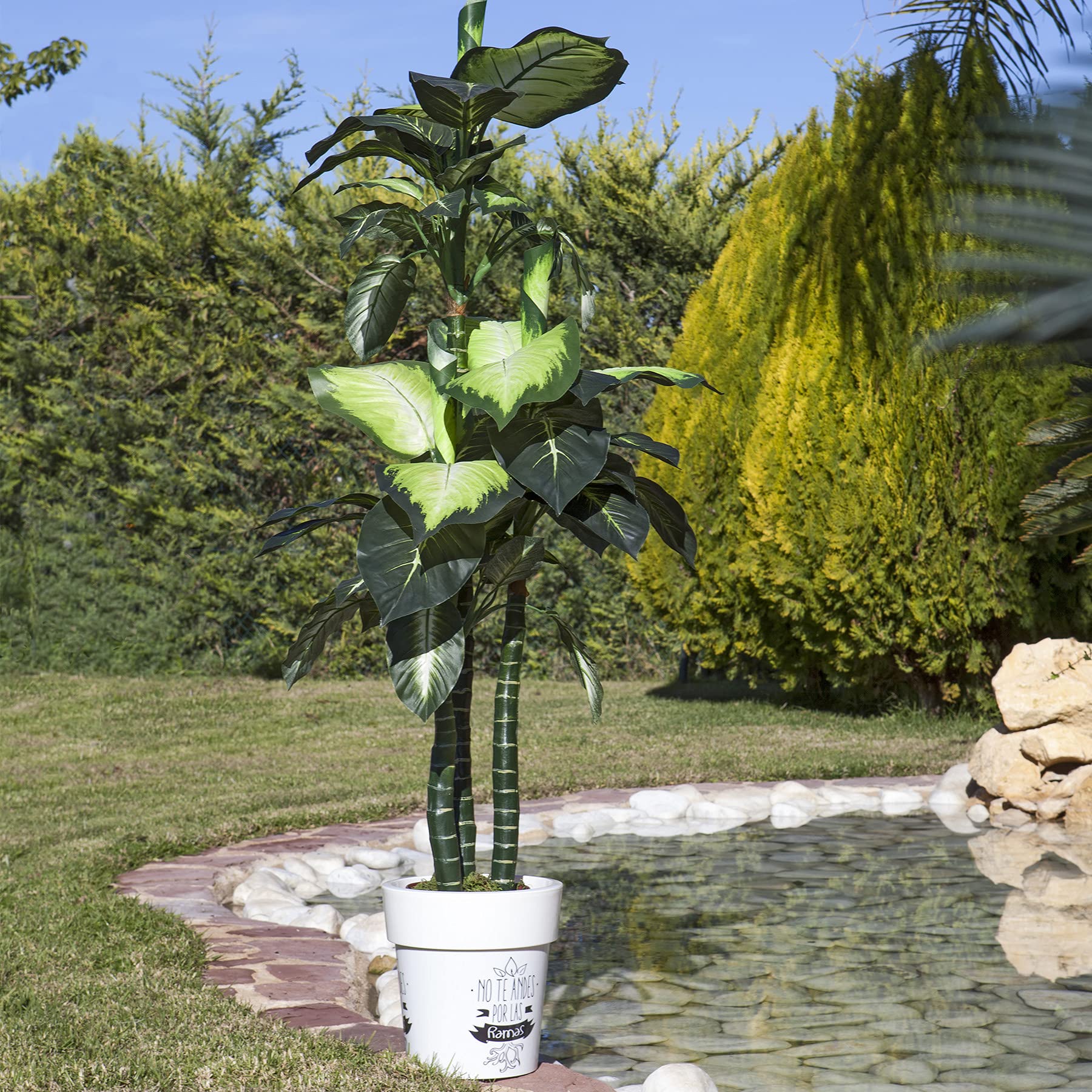Amazon.de: PLANTAWA Elefantenfu, 150 cm, knstliche Pflanzen, Dekoration  fr Innen- und Auenbereich, knstliche Pflanze mit Blumentopf, ideal fr  Wohnzimmer, Kche, Terrasse oder Garten