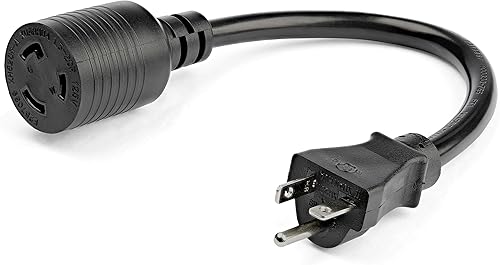 Miniatura 1 de StarTech.com Cable de extensión resistente de 1 pie (11.8 in), NEMA L5-20R a NEMA 5-20P cable de extensión negro, 20A 125V, 12AWG, cable de