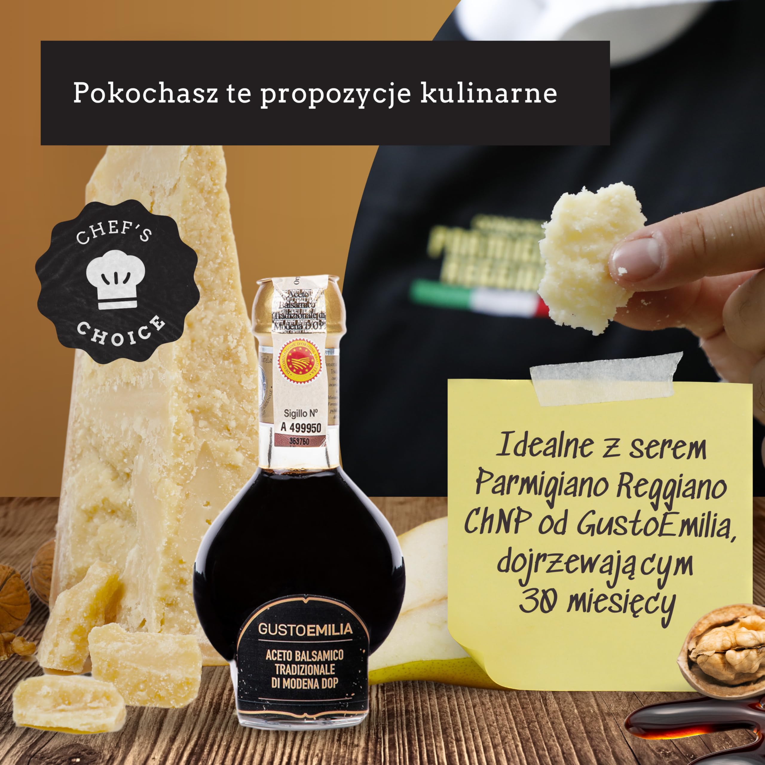 GUSTOEMILIA Tradycyjny 12-letni Ocet Balsamiczny Modena IGP - Idealne Dopasowanie z Dojrzewającym Parmigiano Reggiano - Wyprodukowano we Włoszech 3,38 fl oz (100 ml)