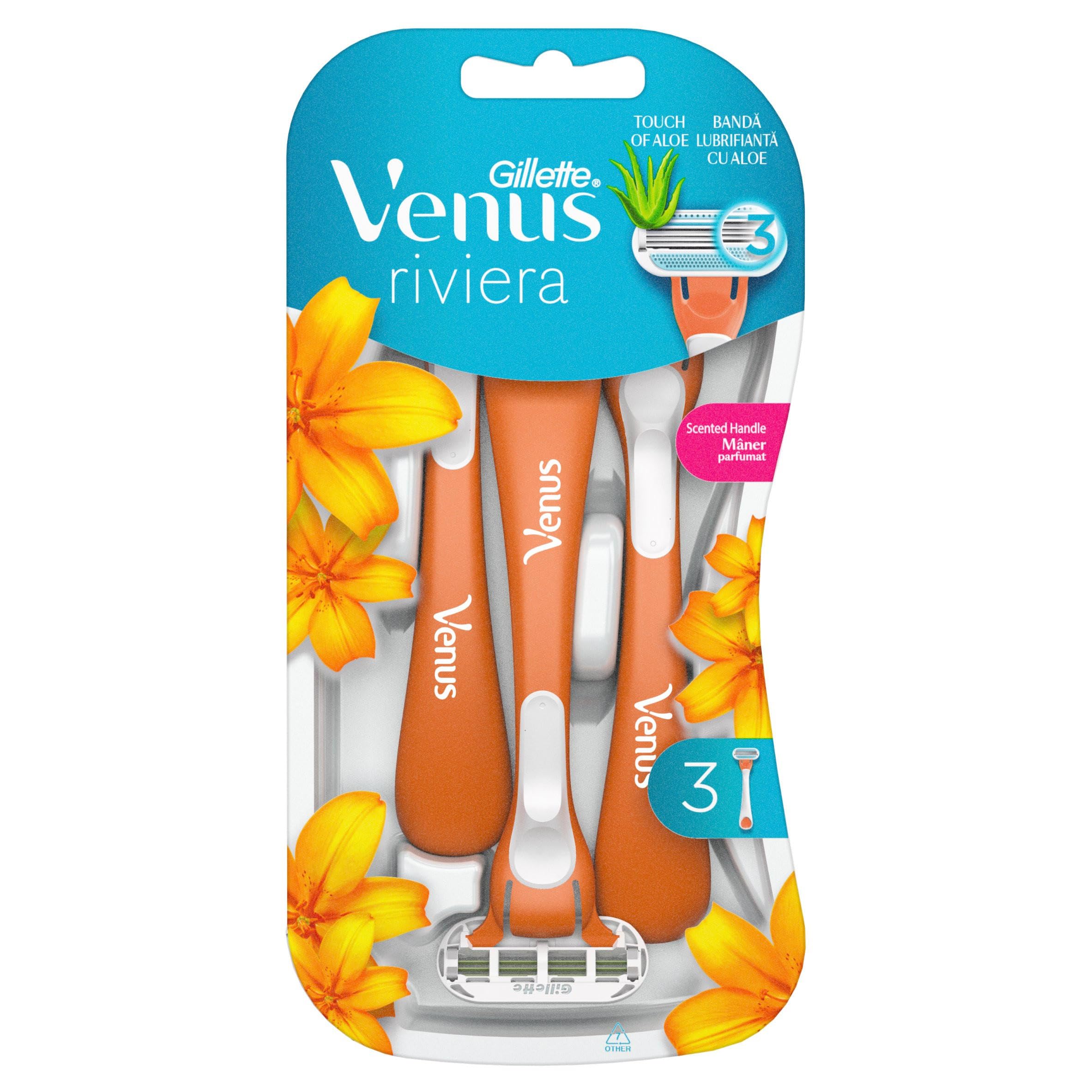 Gillete Venus Riviera Disposable Razors, Pack of 3