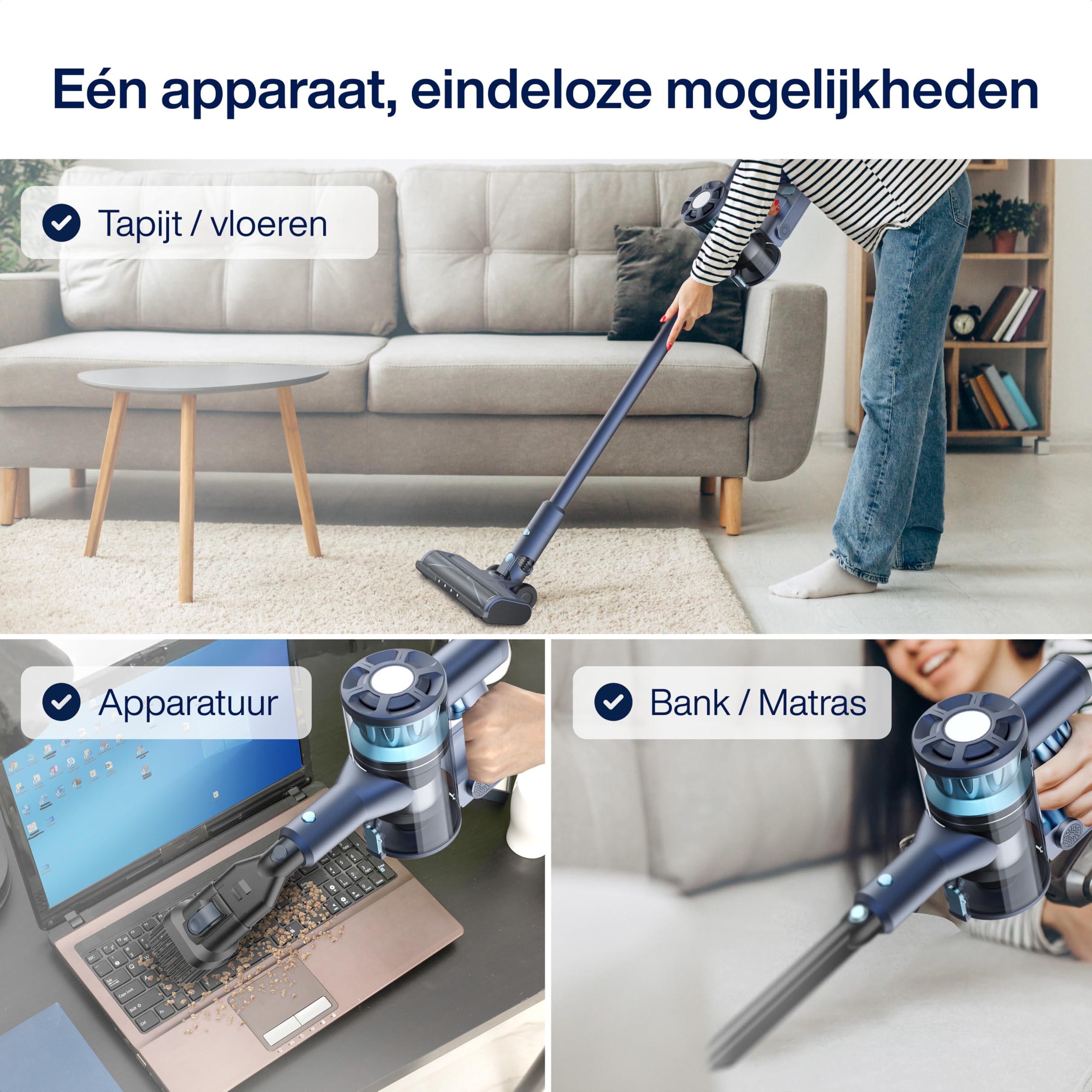 Samako CleanDetect Lite akumulatorowy odkurzacz 200 W – 22 kPa – bezworkowy – 0,5 l – z 2 końcówkami – bezprzewodowy odkurzacz pionowy
