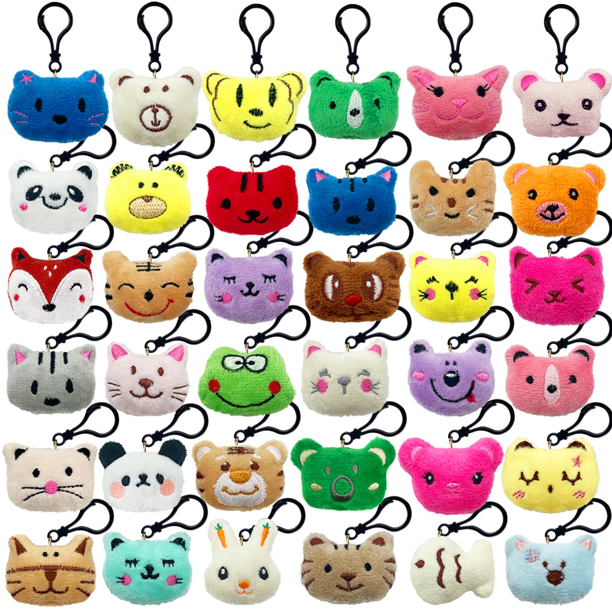 XIPEGPA 36 PCS Mini Plush Animals Toys Small Stuffed Animal Keychains for Goodie Bags Party Favors Classroom Prizes and Easter Basket Stuffers