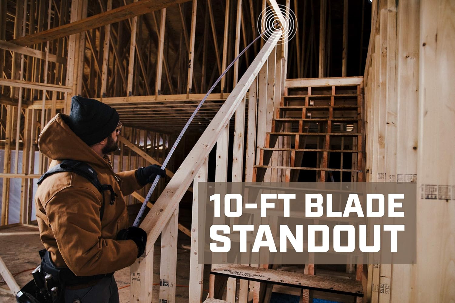 Spec Ops - SPEC-TM25 Tools 25-Foot Tape Measure, 1 1/4" Double-Sided Blade, Military-Grade Composite Case, 3% Donated to Veterans Black/Tan - - 