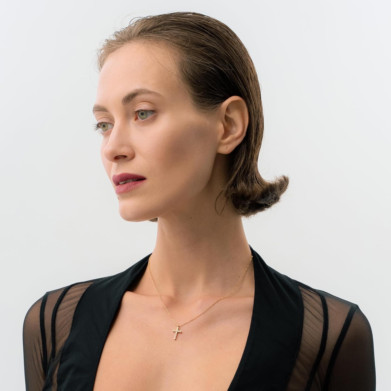 Non Tarnish Cross Necklace for Women | Gold Cross Necklace | Silver Cross Necklace | Dainty Cross Necklace |Waterproof Jewelry | 18K PVD Gold Plated with Cubic Zirconia | Pendant Necklace | Tarnish Free Gold Jewelry