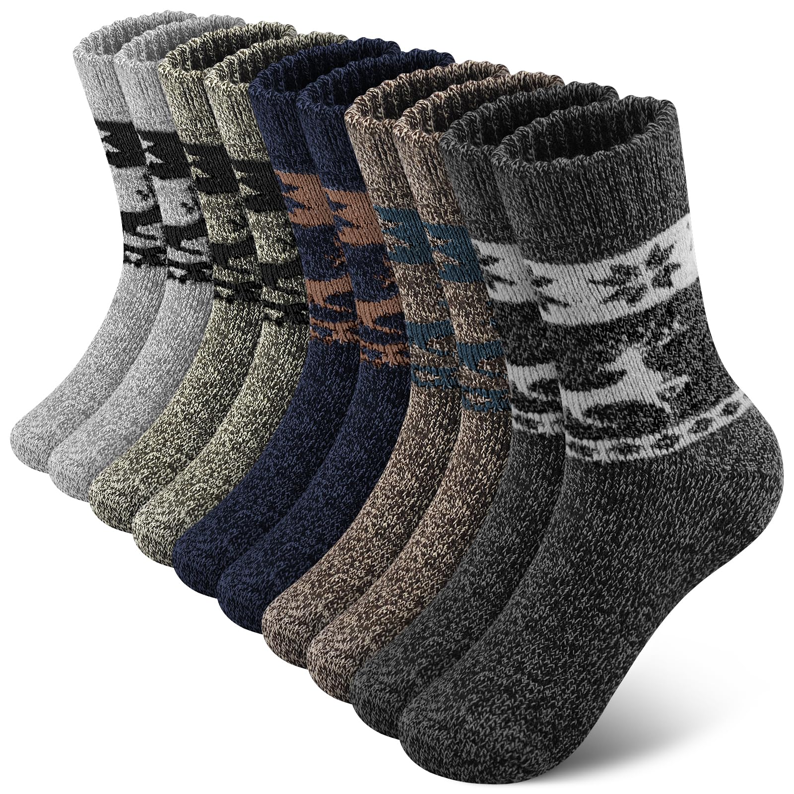 YUVFEHY6 Pairs of Merino Wool Socks for Men, Ultra-Thick Winter Wool Hiking Socks, Warm Breathable Crew Mens Socks