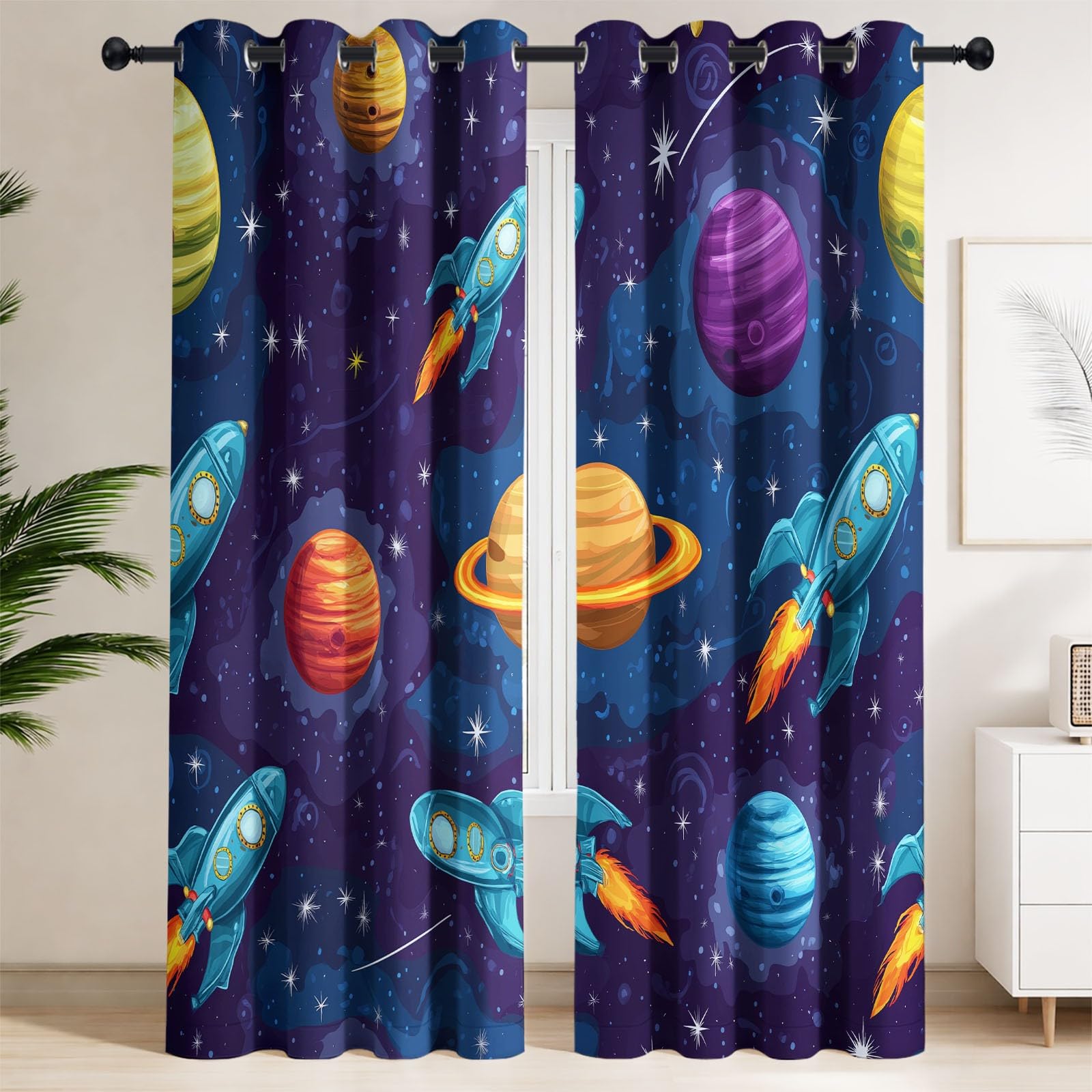 Rideaux Occultant À Oeillets Plantes minimalistes 2 Pièces 140 x 240 cm