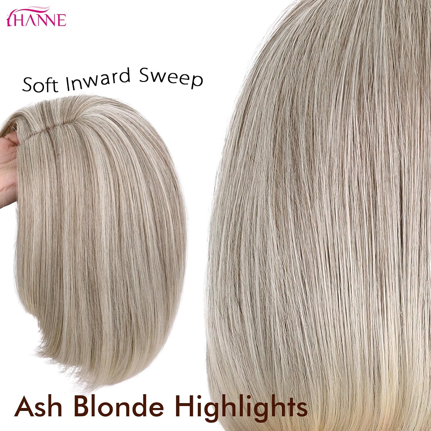 HANNE Ash Blonde Wig 12 Inches Blonde Bob Wigs for White Women Synthetic Layered Wig Highlights Wigs for Daily Use