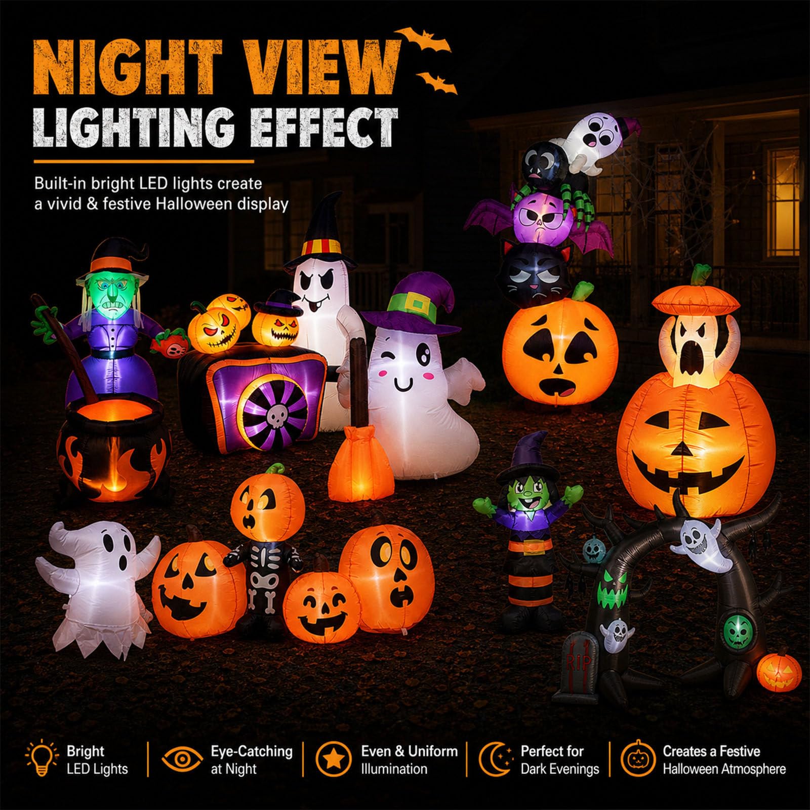 Decorazione di Halloween per Interni Ed Esterni: Gonfiabile, per Halloween Raffigurante Una Strega con Scopa, Adatta per Portici D'Ingresso E Feste al Chiuso. G