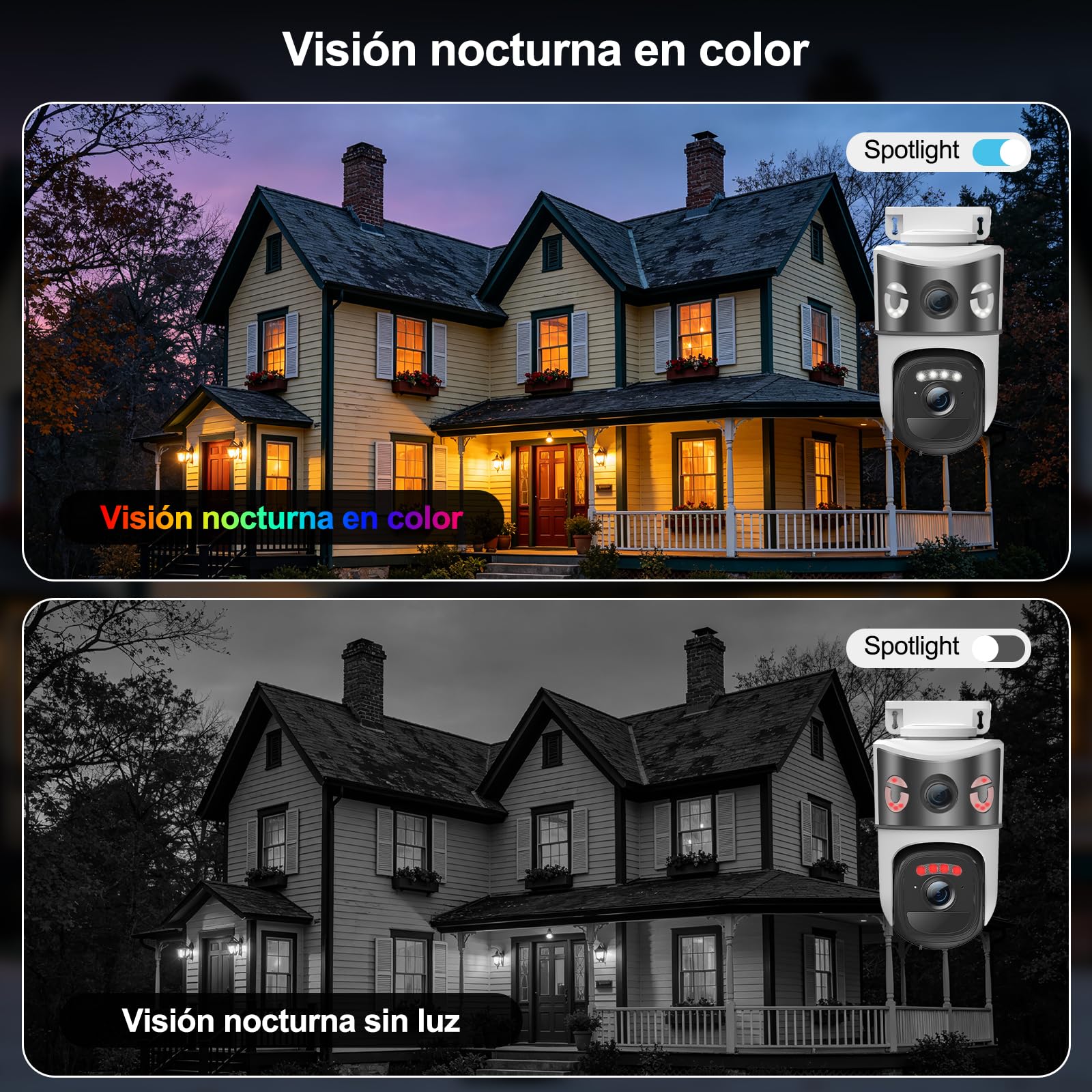 2K Camara Vigilancia WiFi Exterior con Panel Solar,Cámara Solar con Panel,Visión Nocturna Color,PTZ,Audio bidireccional