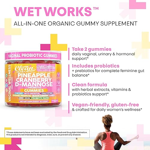 Miniatura 6 de Clean Nutraceuticals Clean Nutra Pineapple Cranberry D-Manose + Probiotic Gummies  60 unidades  Suplemento diario para mujer  Gomitas con sabor a