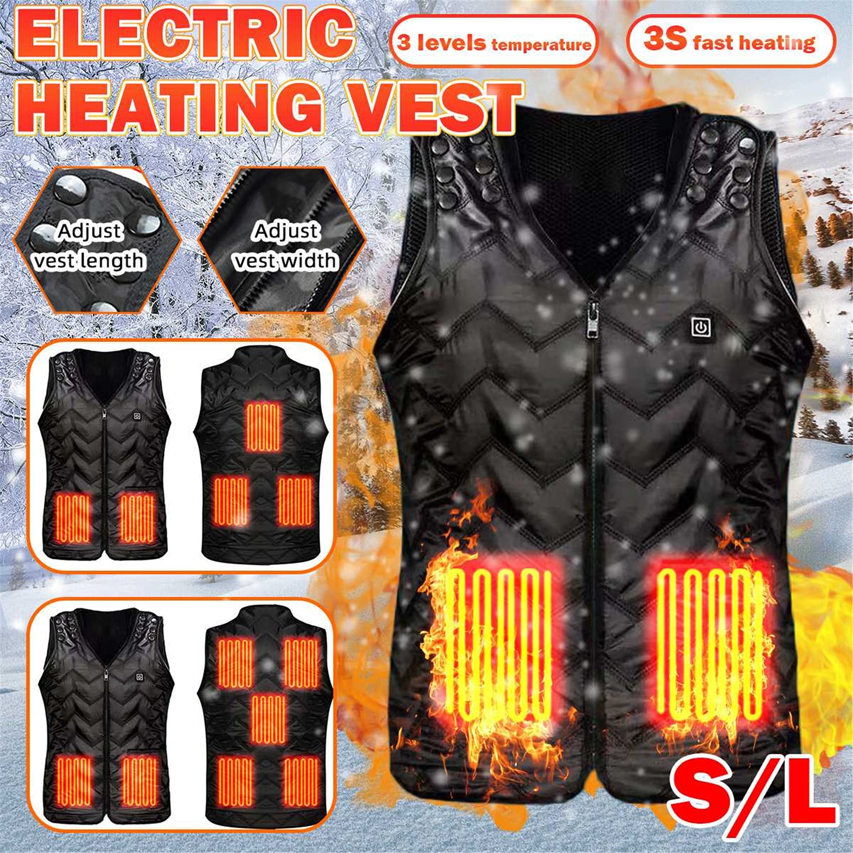 Outdoor Men elektryczna kamizelka grzewcza USB zimowa termiczna poliester Camping piesze wycieczki ciepła kurtka myśliwska,Ogrzewanie pleców