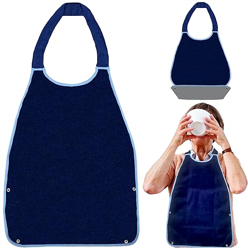 Premium Adult Bibs for Seniors & Elderly - 17x30 Large, Heavy Duty, Waterproof PVC Layer, Washable, Crumb Catcher