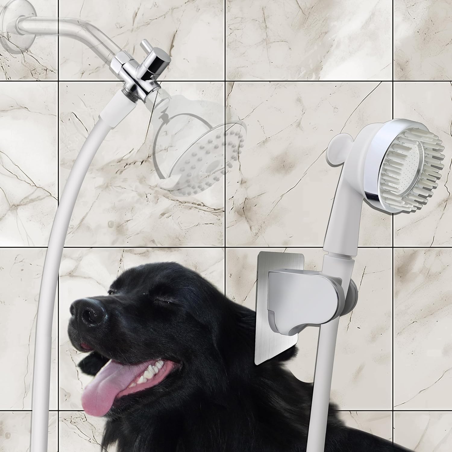 YOO.MEE Pet Shower Attachment for Bath Tub, Grooming Teeth Shower for Gog Washing and Pet Showering, Hair Rinse, Tub and floor Cleaning, W/Brass Diverter, W/ 59'' Hose