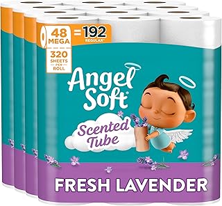 Angel Soft Toilet Paper with Fresh Lavender Scented Tube, 48 Mega Rolls = 192 Regular Rolls, Soft and Stron...