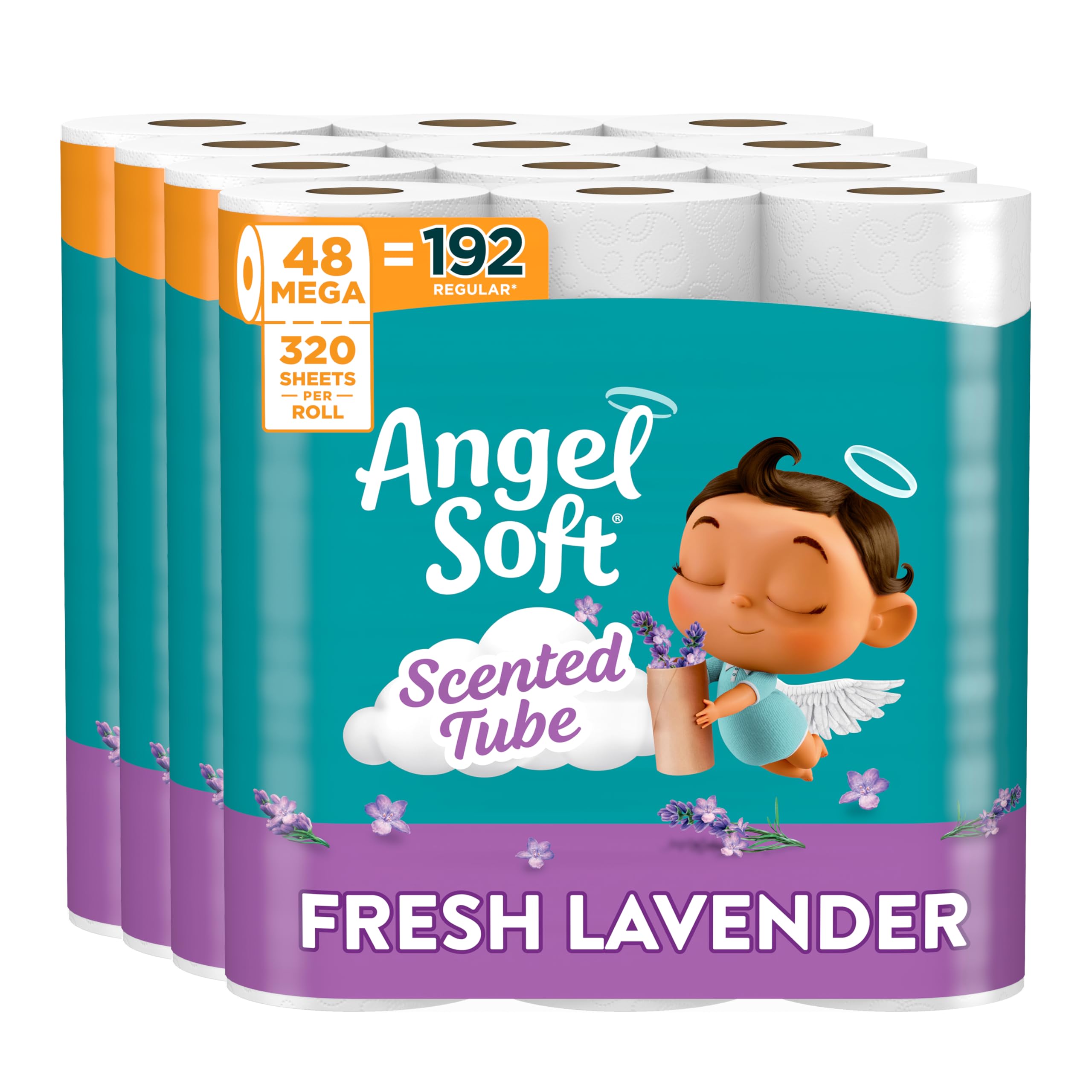 Photo 1 of ***PARTIAL SET*** Angel Soft Toilet Paper with Fresh Lavender Scented Tube, 48 Mega Rolls = 192 Regular Rolls, Soft and Strong Toilet Tissue