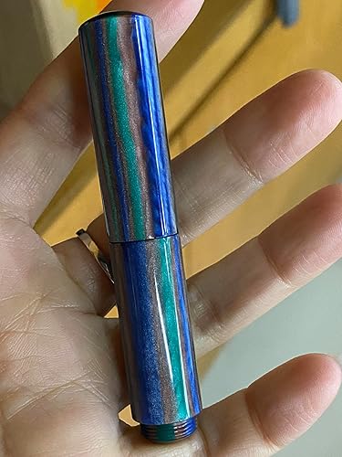 Asvine Majohn Wancai - Mini pluma estilográfica, pluma de bolsillo de viaje de acrílico azul de punta extrafina, relleno de botella de tinta