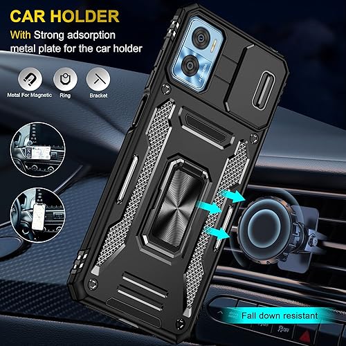 Miniatura 3 de Asuwish Funda de teléfono para Moto E22 con protector de pantalla de vidrio templado y cubierta deslizante para cámara deslizante, soporte