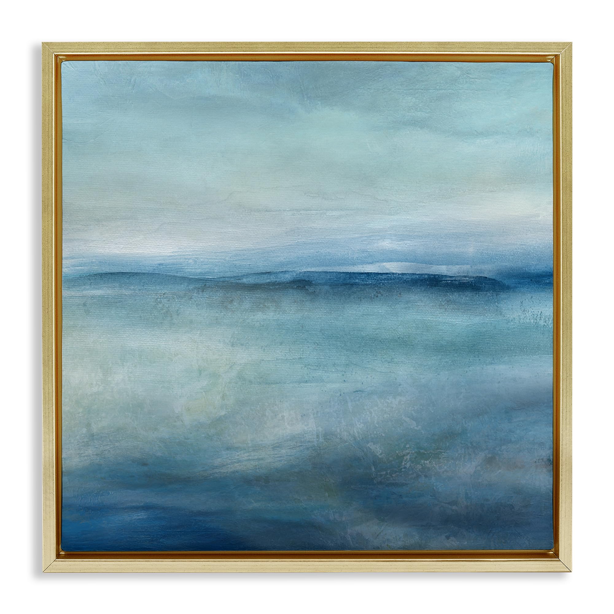 Stupell Industries Metallic Gold (Matte) 'Misty Blue Coastal Horizon'| Floating Frame Canvas Art