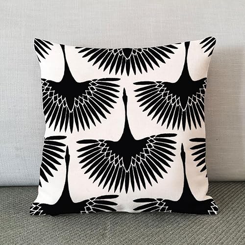 Miniatura 2 de Chinoiserie - Fundas de almohada negras con diseño de cisne, pájaro y cisne, estilo asiático, funda de cojín para decoración del hogar para sofá,