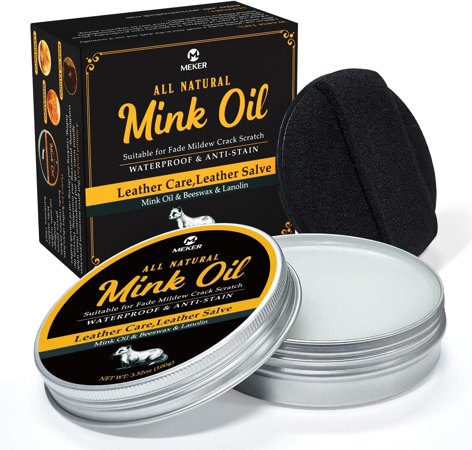 Mink Oil for Leather Boots, Leather Conditioner and Cleaner 3.52 oz-All-Natural Waterproof Soften and Restore Shoes