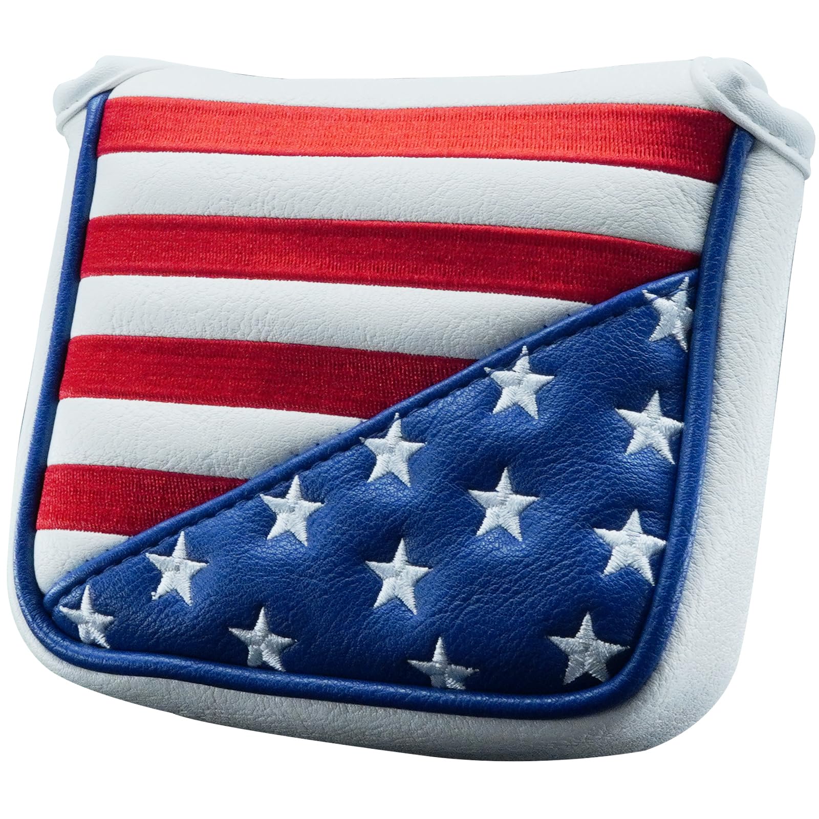 Gbourly Golf Club Square USA Mallet Putter Cover Magnetic Closure Heel Shafted PU Leather Stars and Stripes Flag Putters Headcover