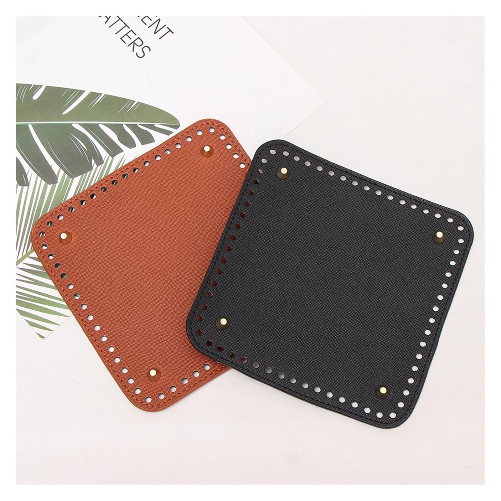Fondo Per Borsa Uncinetto Quadrato In PU – Base Fai Da Te 18x18 Cm, Beige, Con Fori Preforati, Per Borse Lavorate A Maglia - 2