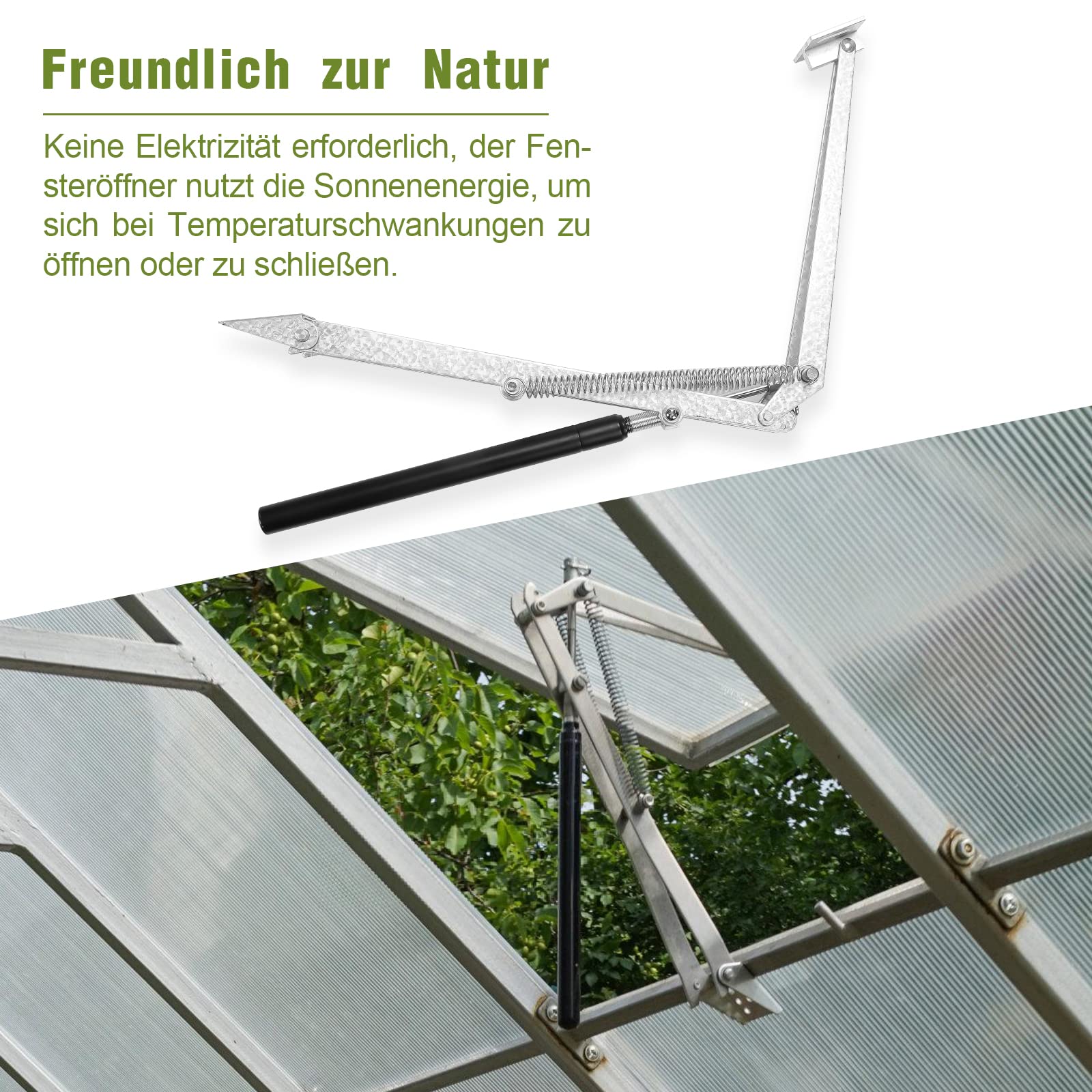 Gimisgu 1 abridor de ventanas de invernadero, capacidad de elevación de hasta 14 kg, abridor automático de ventanas para invernadero, altura de elevación de 45 cm, abridor automático para todos los