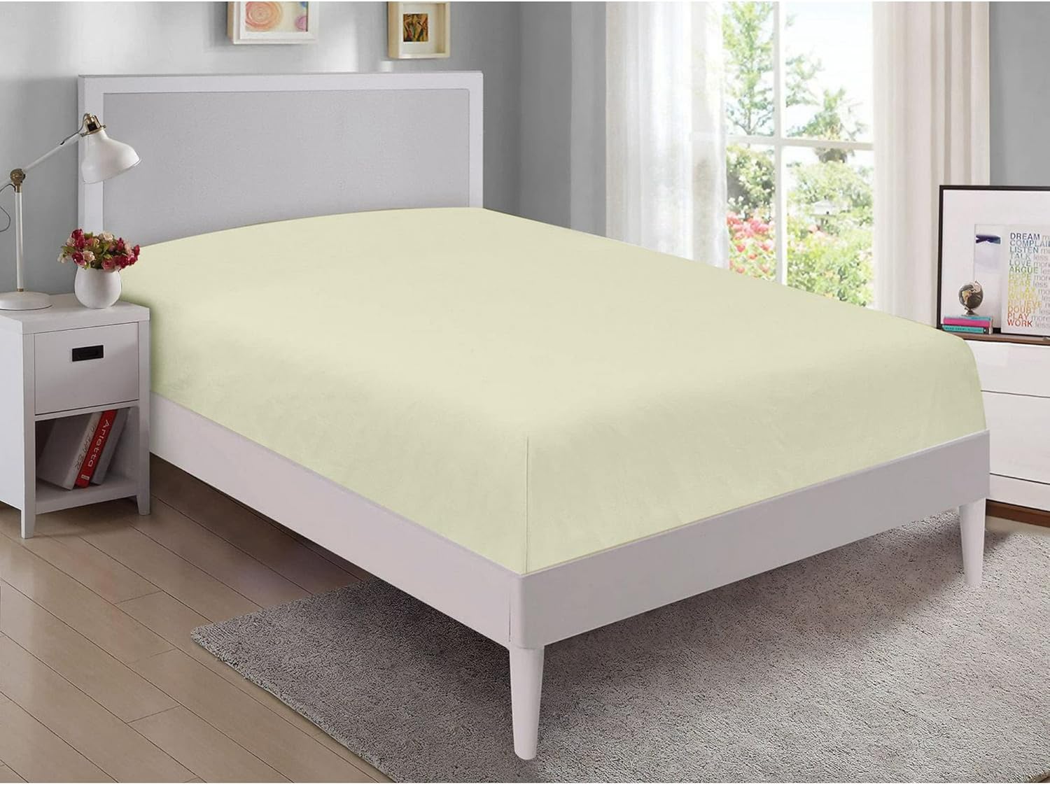 1 PC Extra Deep Fitted Sheet Only, Brushed Premium Quality Bottom Sheet to fit 1824