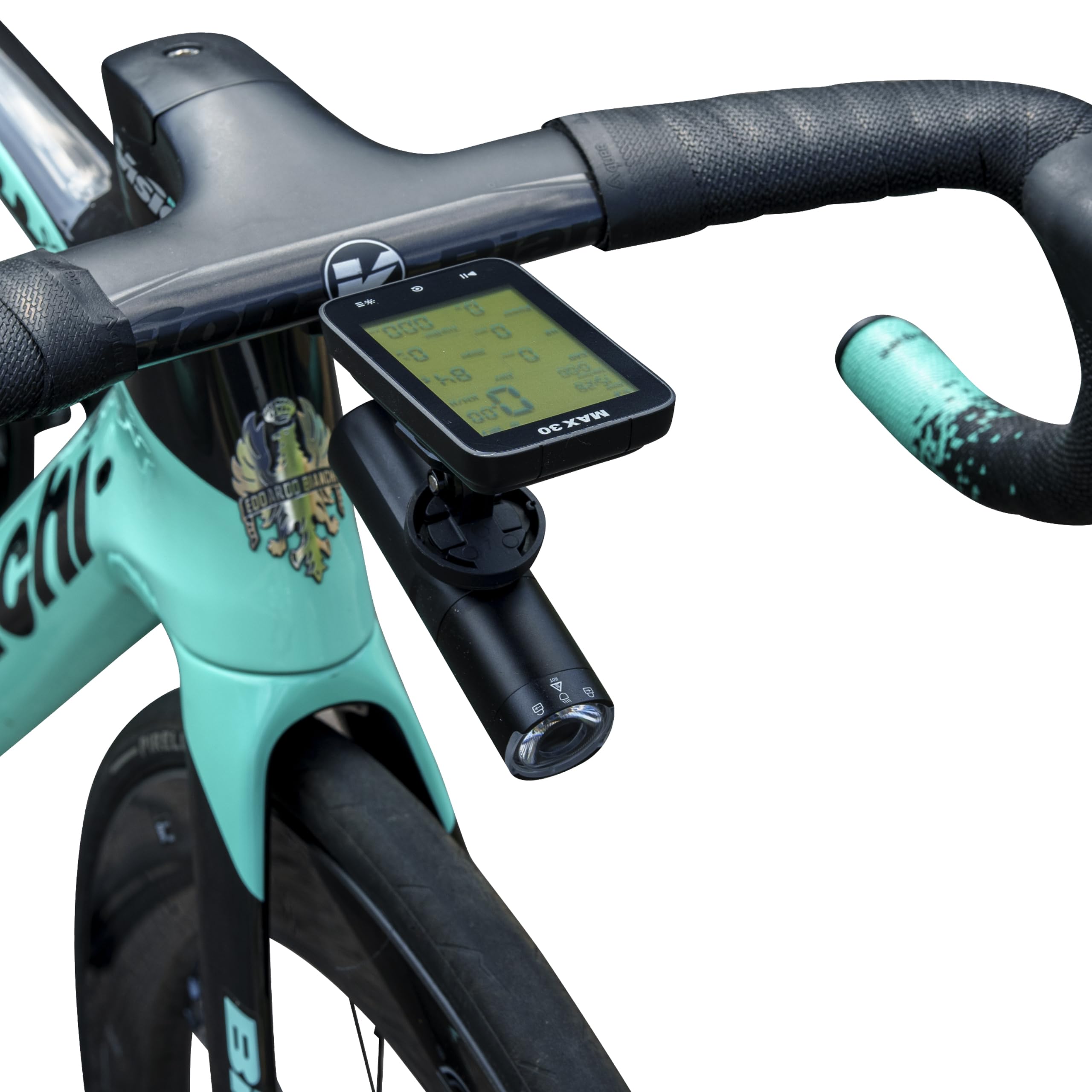 Akro Integrierte Lenker-Fahrradcomputer- und Kamerahalterung Schwarz Inc Factor Combo Mount Double Kompatibel mit Garmin, Wahoo, Bryton 