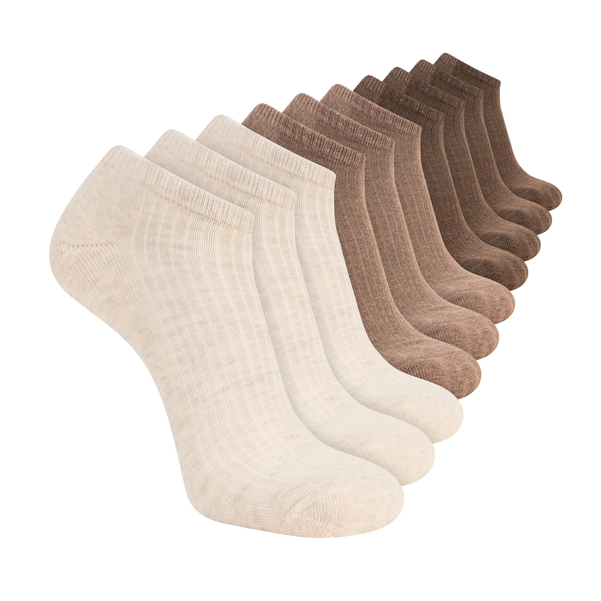 Skechers 10 Paar Classic Low Cut Half Terry Herren Socken, Bequeme Passform und Gepolstertes Fußbett, Erika/Zimt Haferflocken 10-13